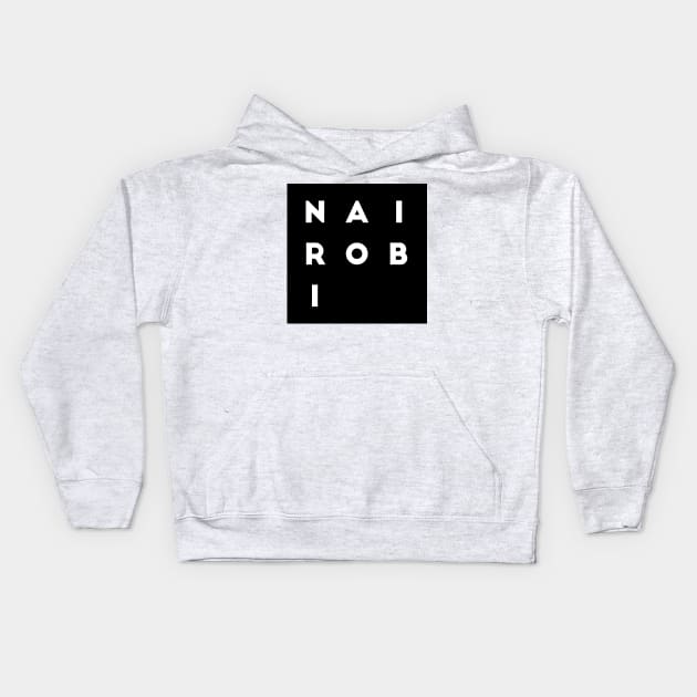 Nairobi | Black square letters Kids Hoodie by Classical